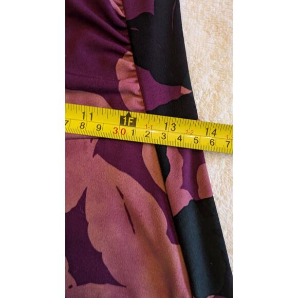 CAbi Purple Floral 3/4 Sleeve Ruched Knee Length Dress, Small  Flowy Lightweight - Picture 5 of 6